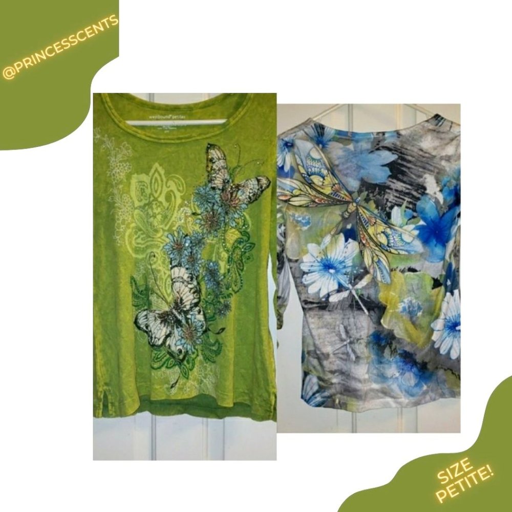 TWO Long Sleeved Floral and Butterly Shirts!